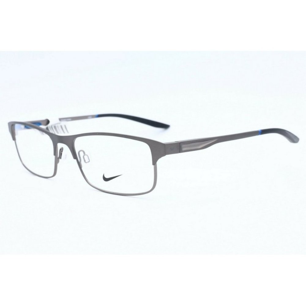 New Nike 8046 071 Rectangle Satin Grey Eyeglasses Clear Lenses 54mm